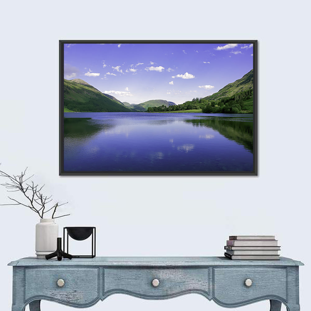 Cumbria Lake Reflection Wall Art in a room, landscape