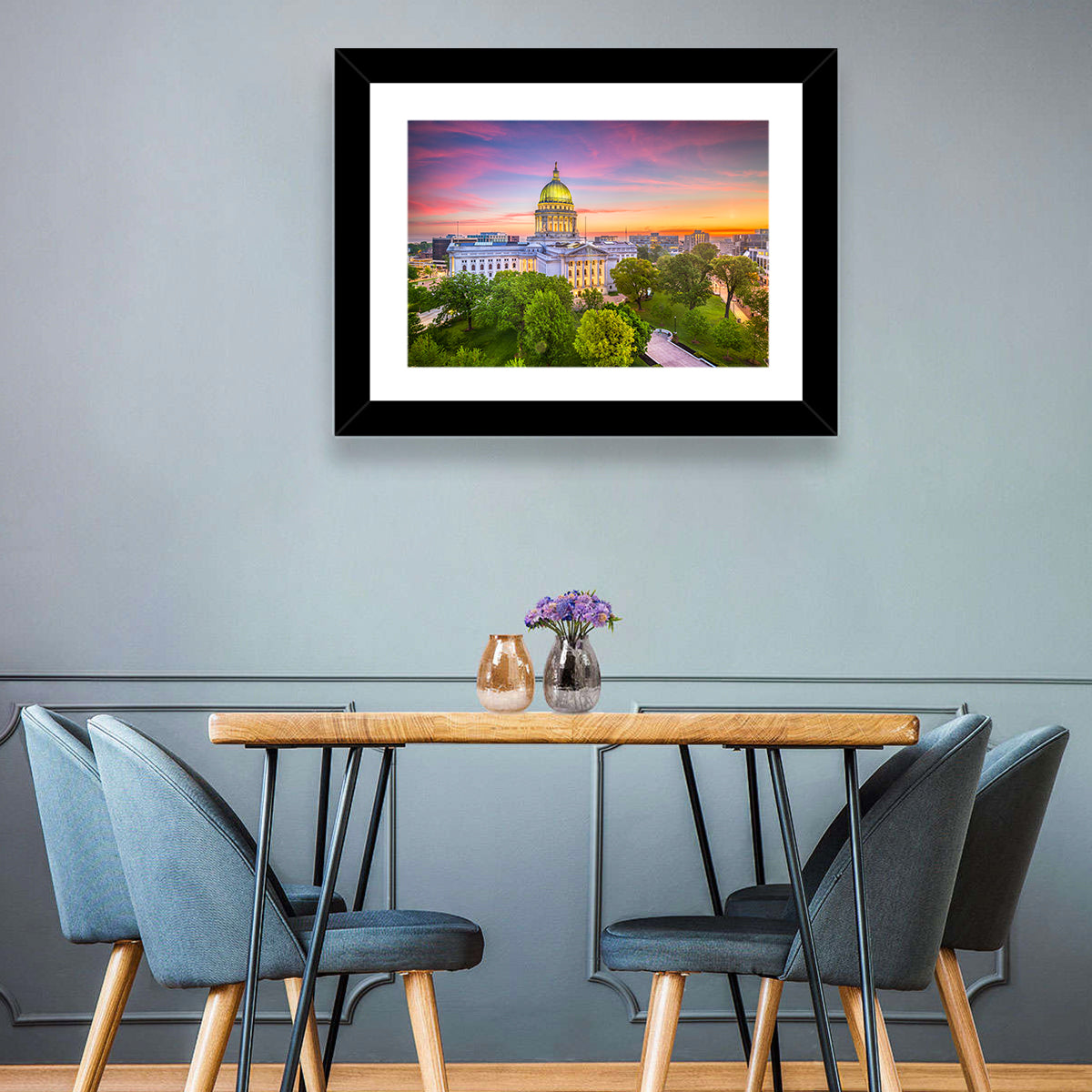 Madison State Capitol at Dusk Wall Art in a room, landscape