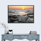 Golden Hour Rock Shoreline Sunset Wall Art