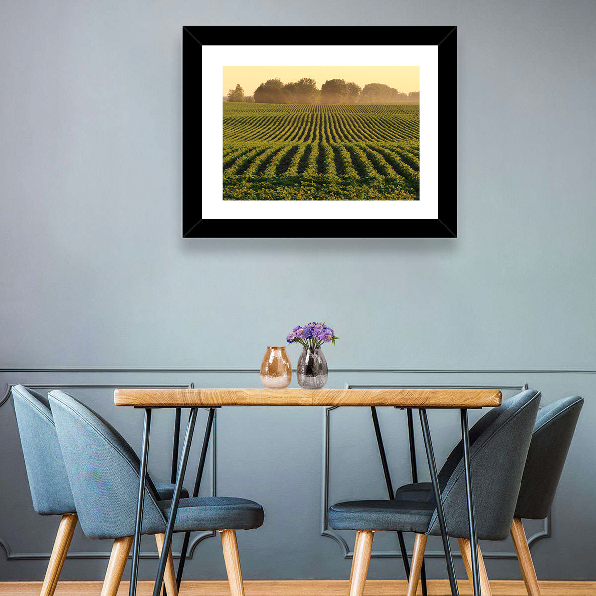 Misty Soybean Field Wall Art
