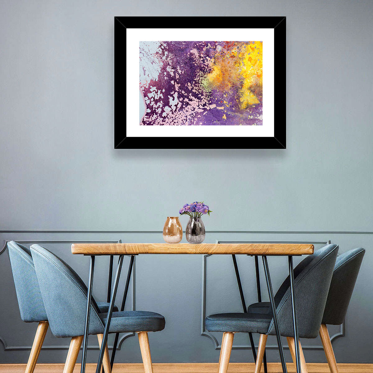 Color Fusion Abstract Wall Art in a room, landscape