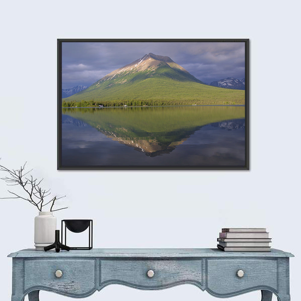 Mount Tanalian from Lake Clark Wall Art in a room, landscape