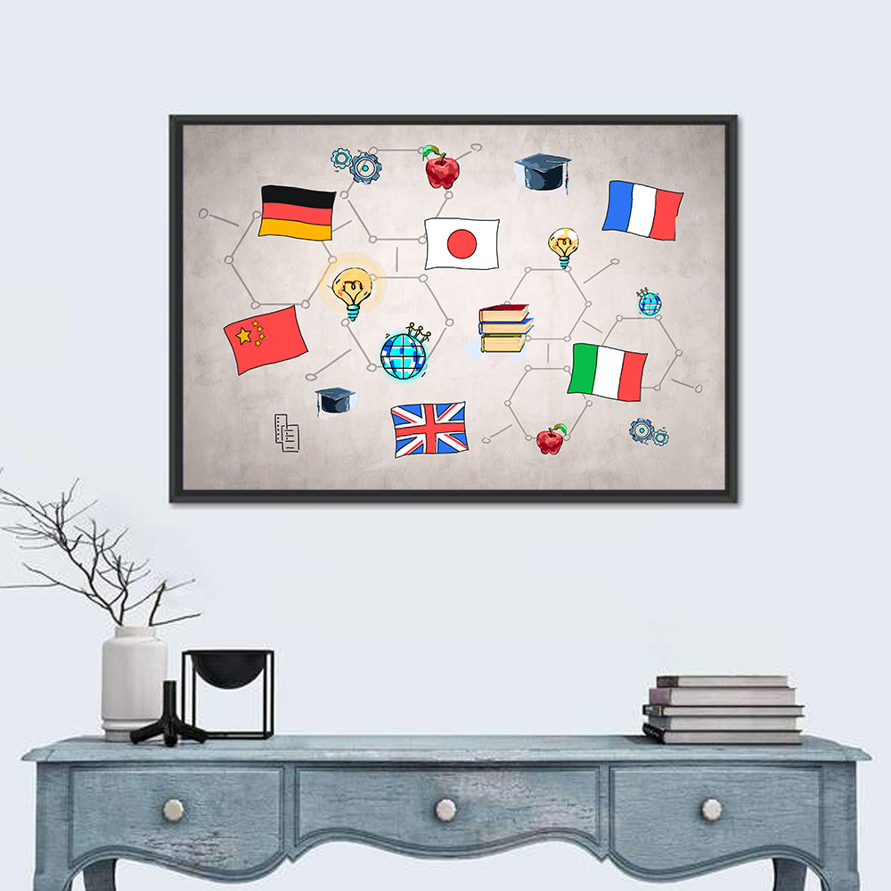 Global Flags Network Wall Art in a room, landscape