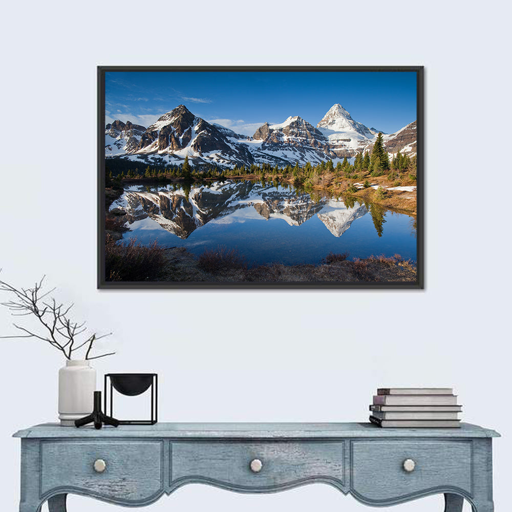 Mount Assiniboine Reflection Wall Art in a room, landscape