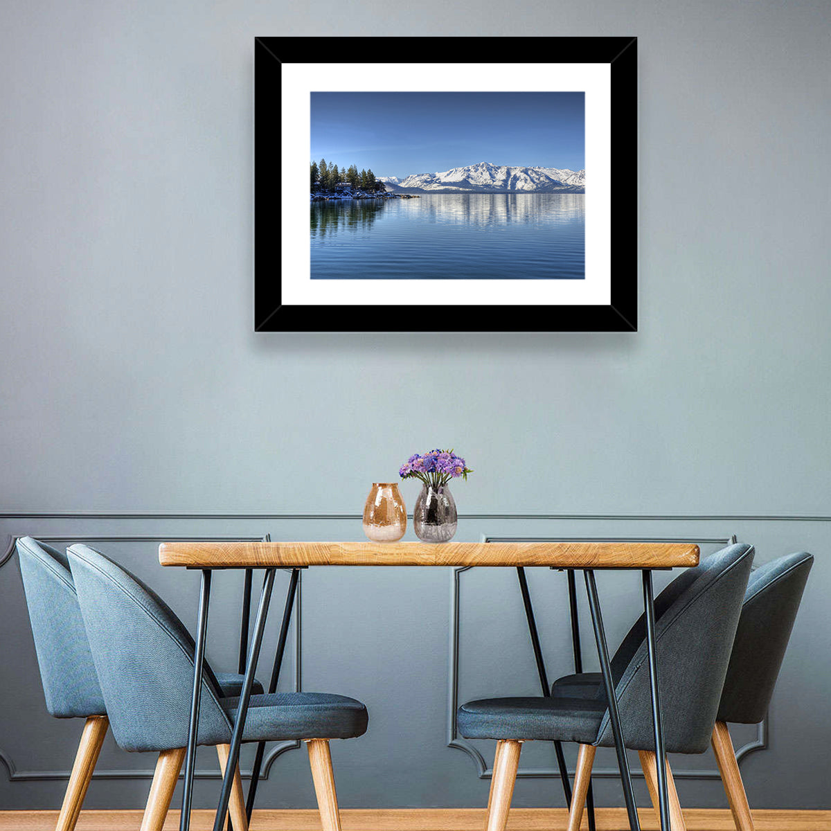 Elk Point Lake Tahoe Reflection Wall Art in a room, landscape