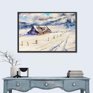 Winter Mountain House Wall Art