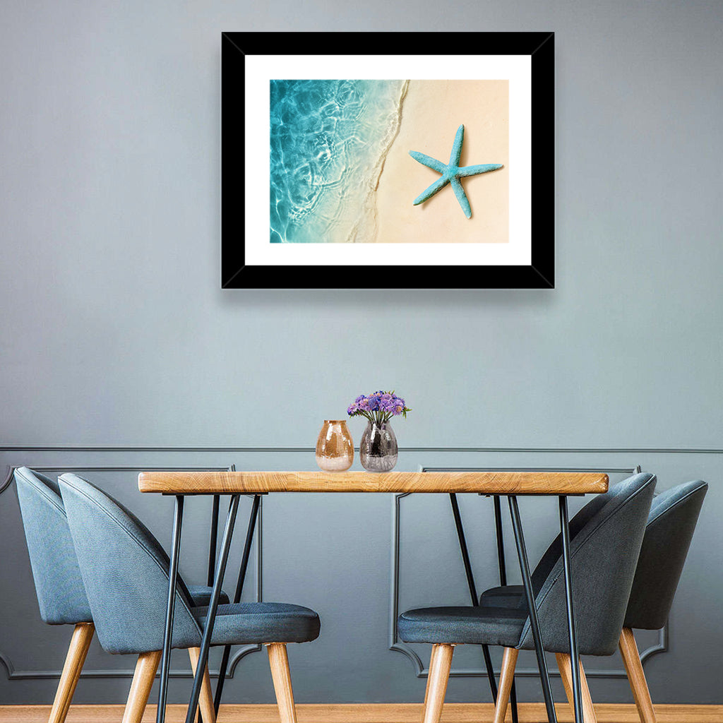 Blue Starfish on Sandy Beach Wall Art