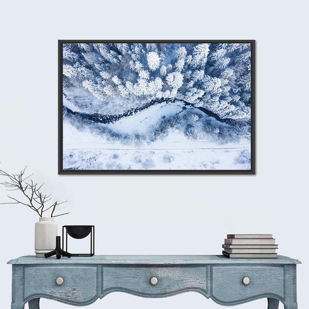 Snowy Forest Stream Wall Art