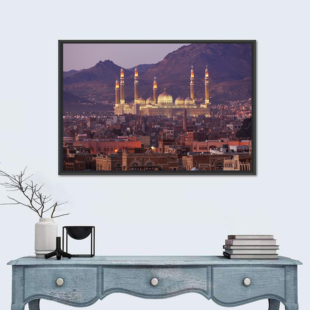 Al-saleh Mosque at Dusk Wall Art in a room, landscape