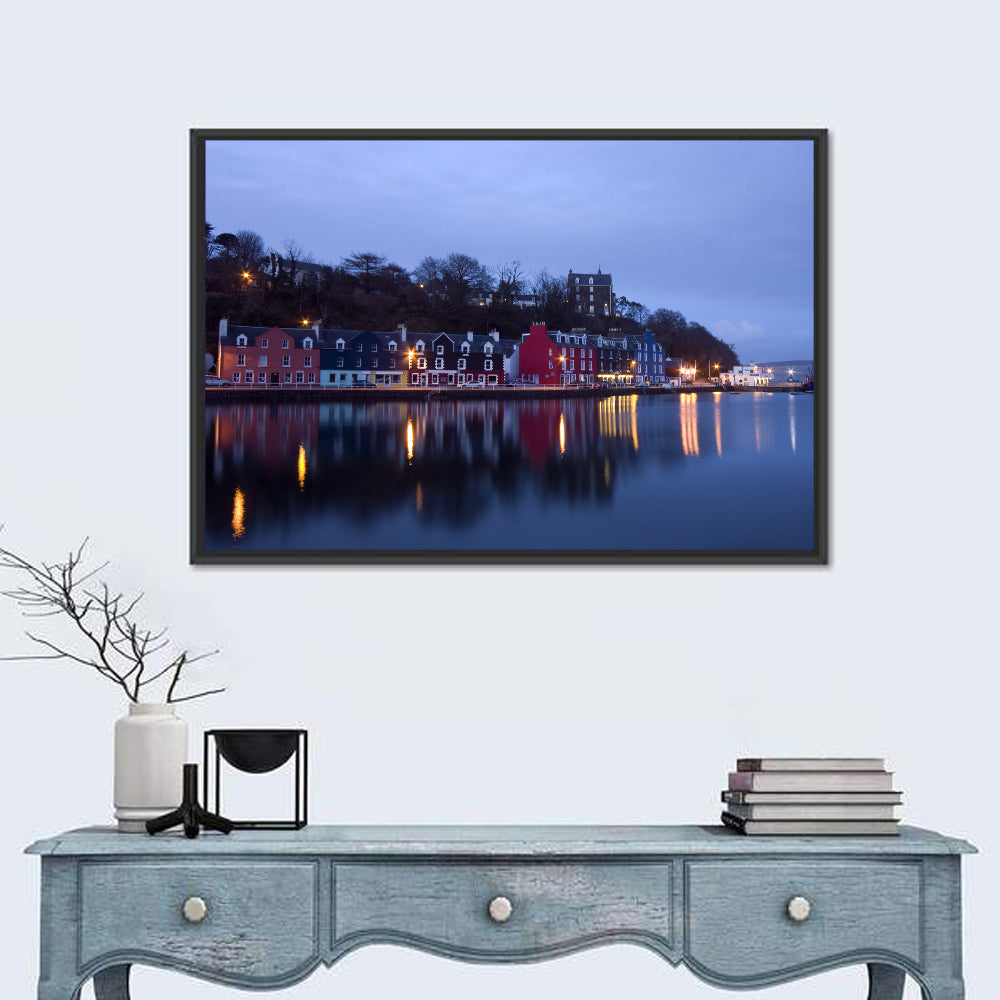 Tobermory Harbour at Twilight Wall Art in a room, landscape