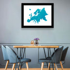 Teal Gradient Europe Map Wall Art