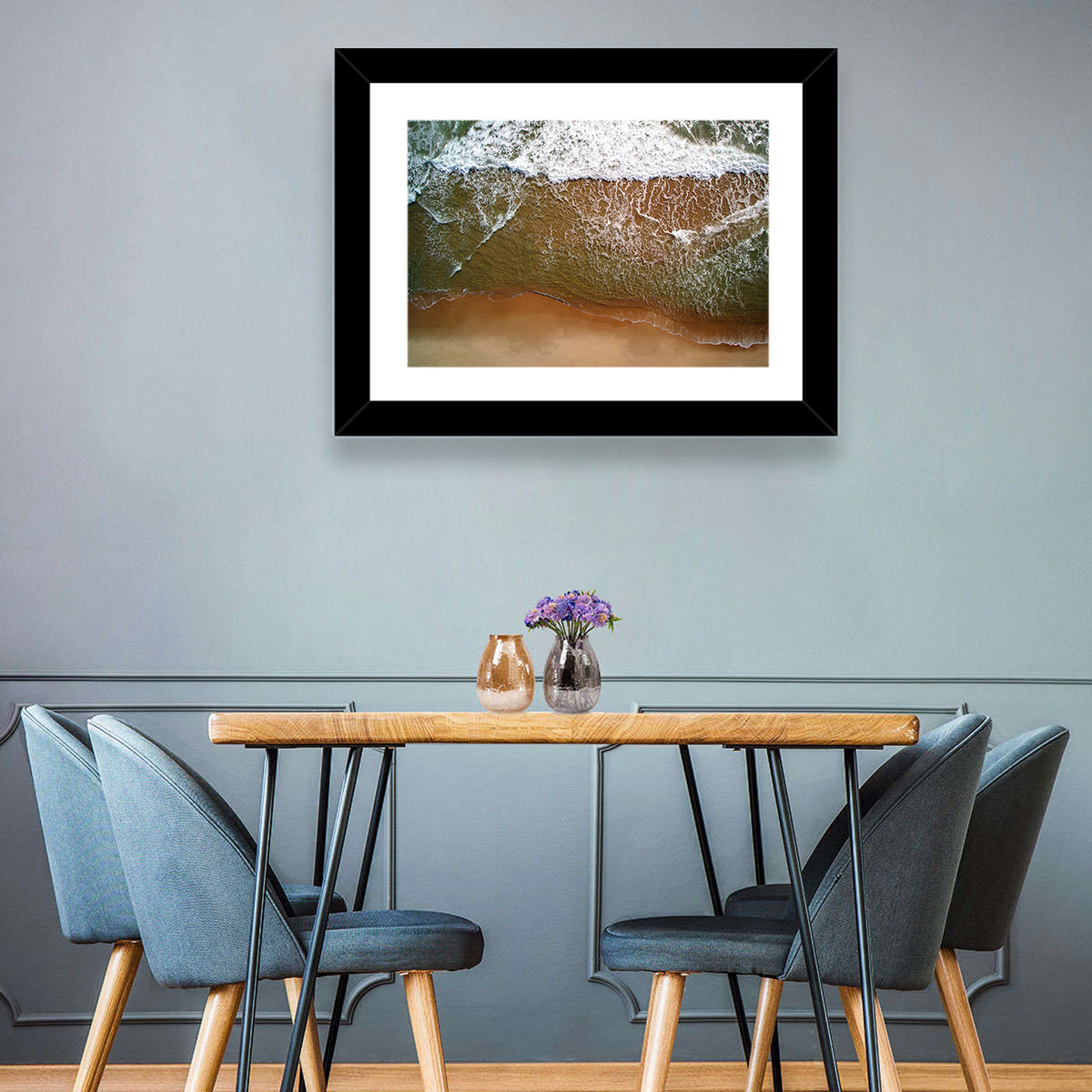 Misquamicut Beach Aerial View Wall Art in a room, landscape