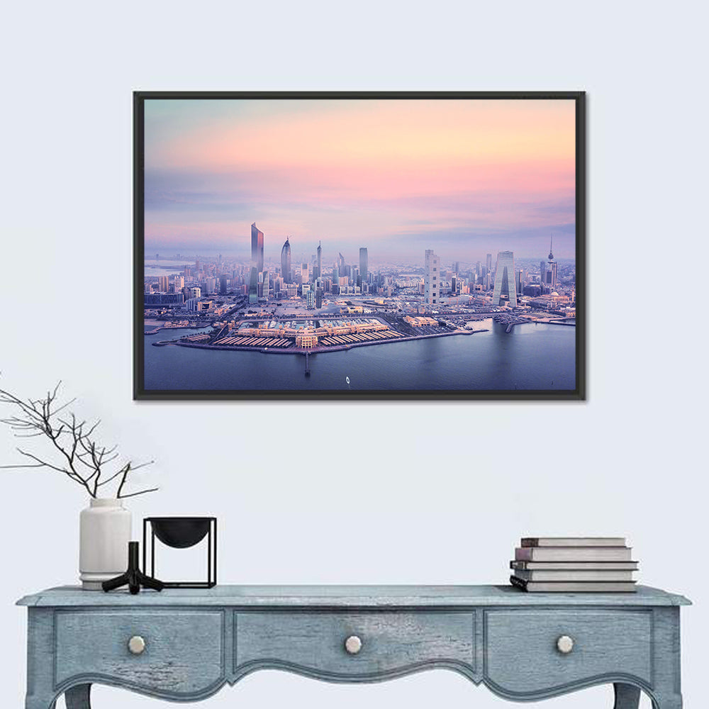 Kuwait City Twilight Skyline Wall Art