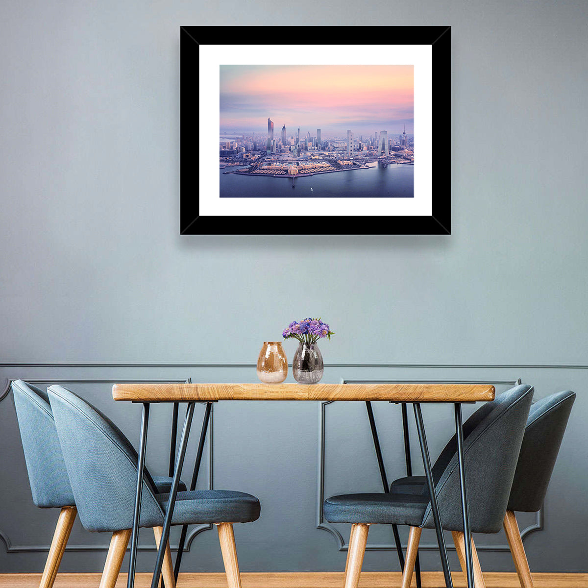 Foggy Kuwait Skyline Wall Art