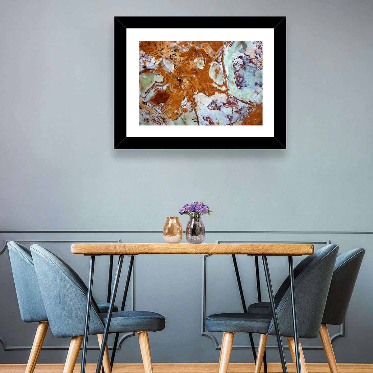 Onyx Texture Abstract Wall Art in a room, landscape