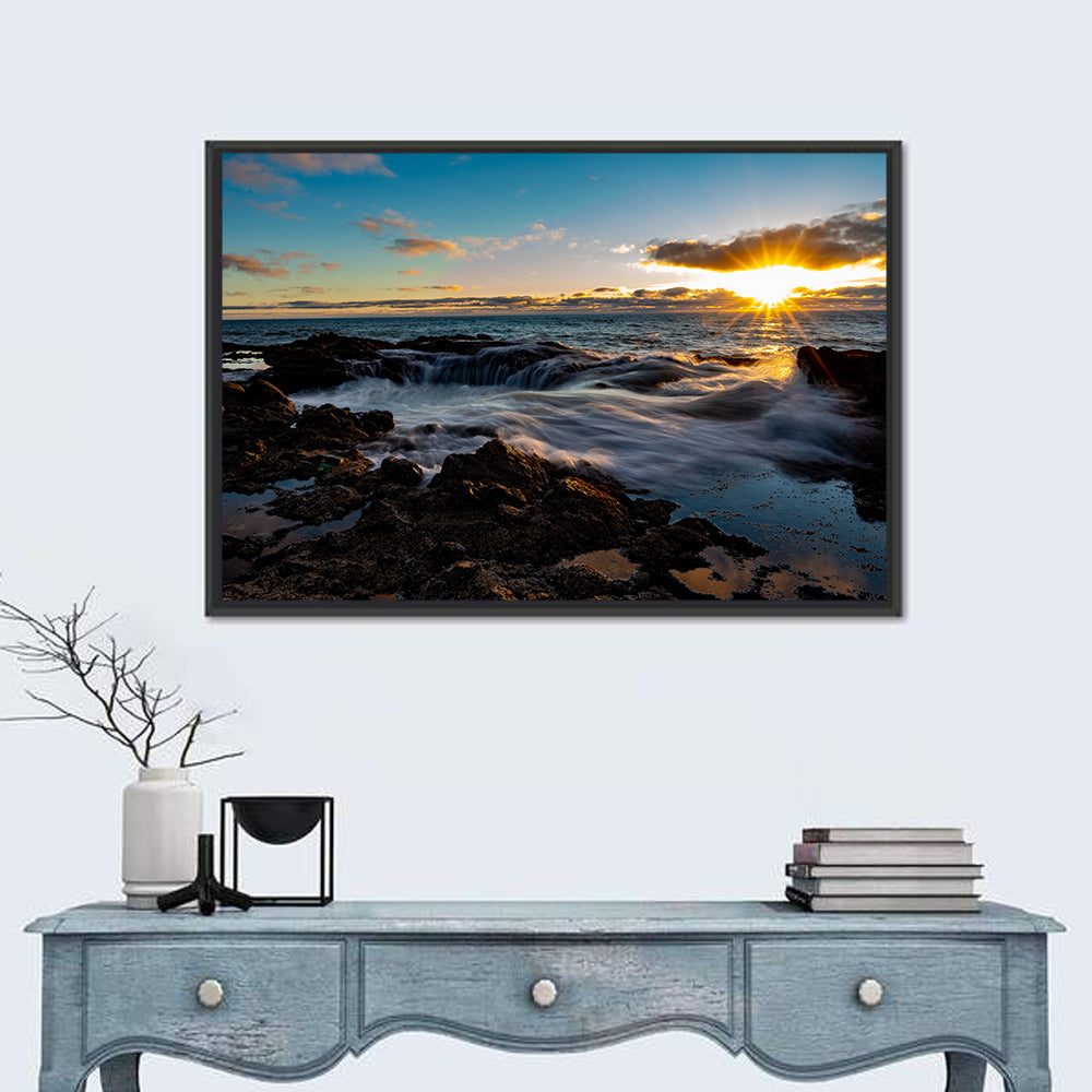 Thor's Well Sunset, Oregon Coast Wall Art in a room, landscape
