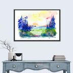 Sunrise Over Summer Forest Wall Art