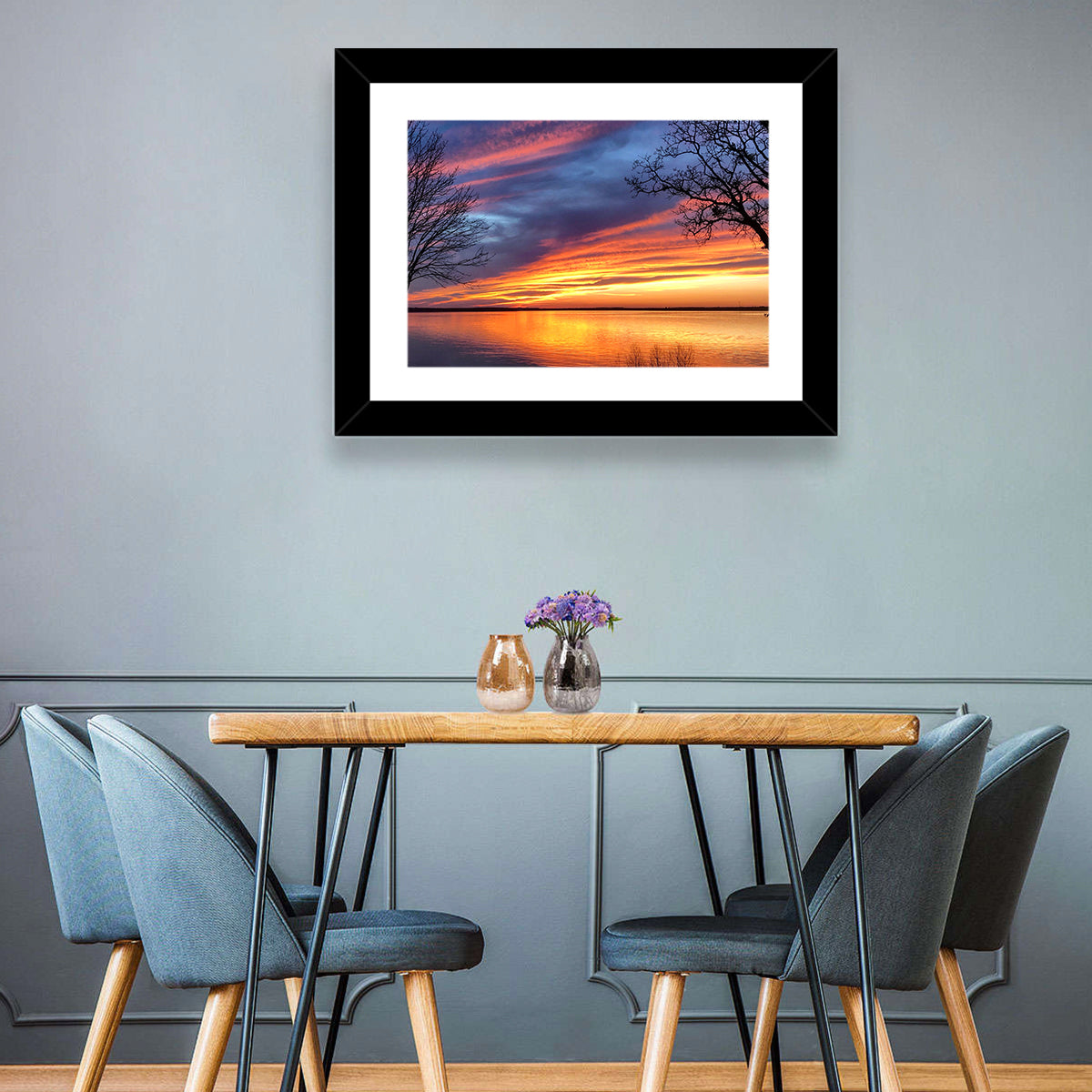 Lake Texoma Sunset Wall Art in a room, landscape