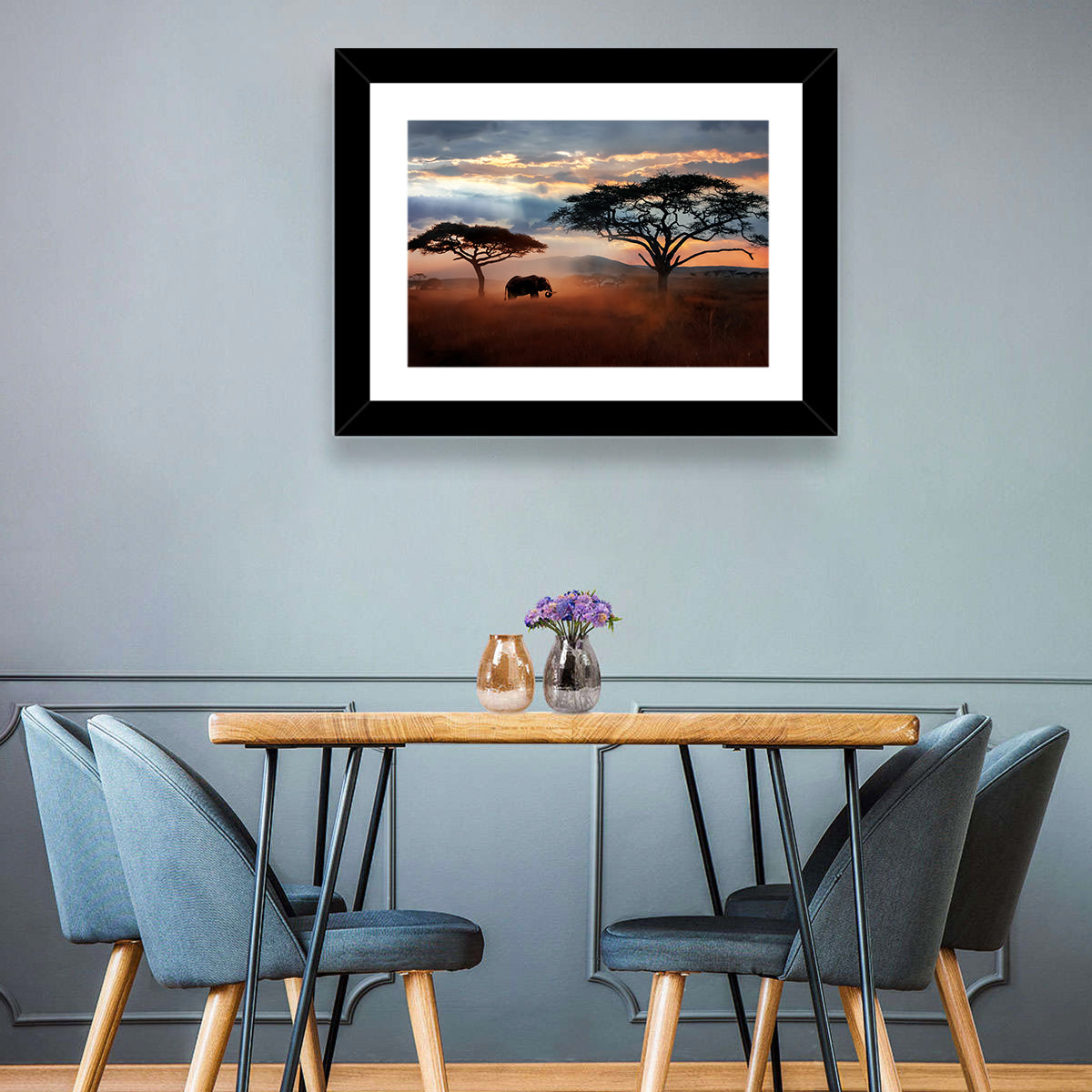 Elephant & African Landscape Wall Art