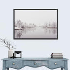 Frozen River Reflection in Winter Fog Wall Art