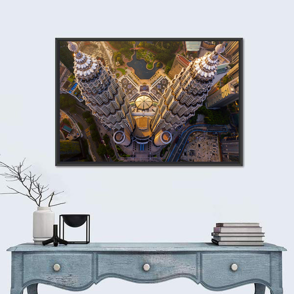 Petronas Twin Towers Kuala Lumpur Golden Hour Wall Art in a room, landscape