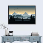 Misty Hills Sunset Silhouette Wall Art
