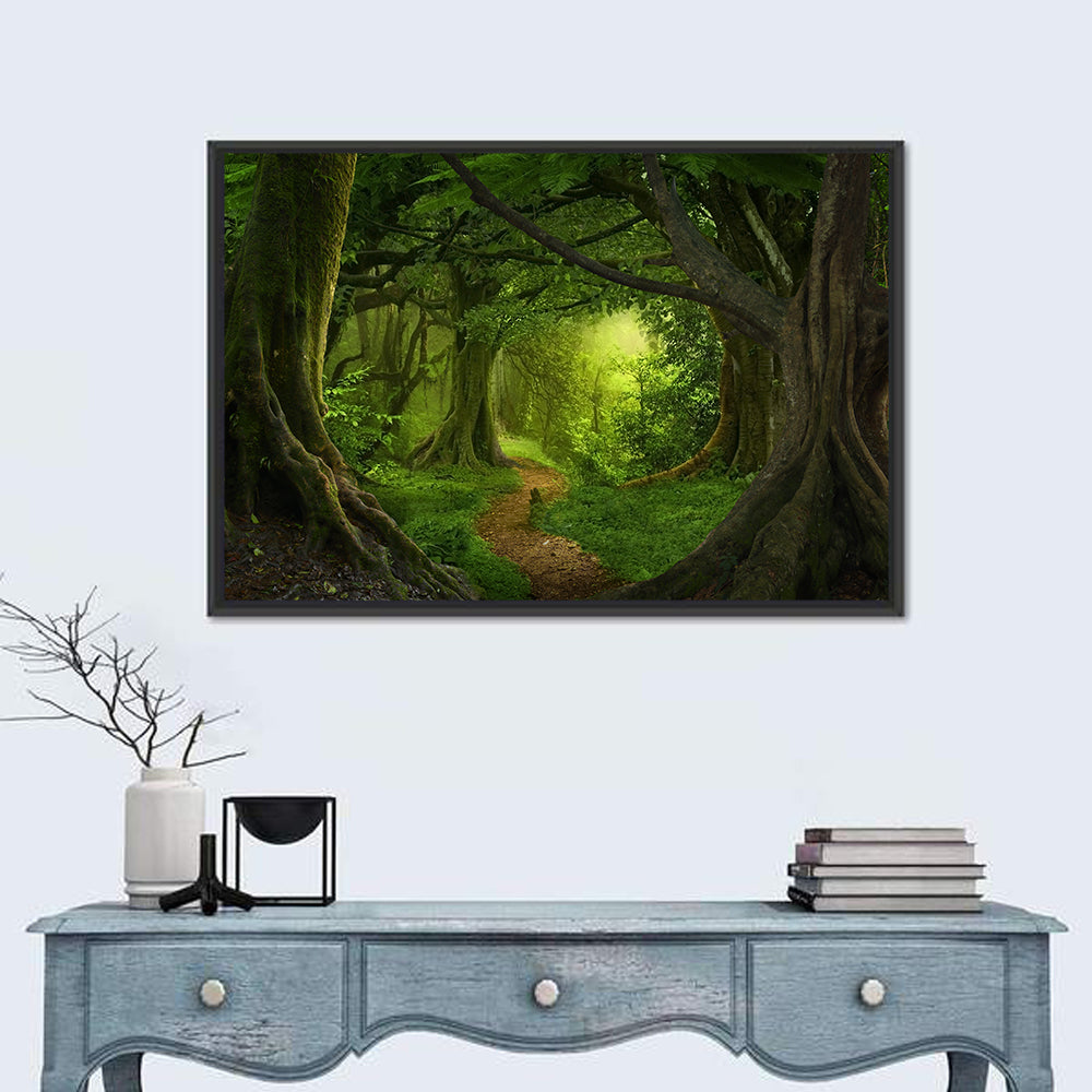 Tropical Forest Path Wall Art in a room, landscape