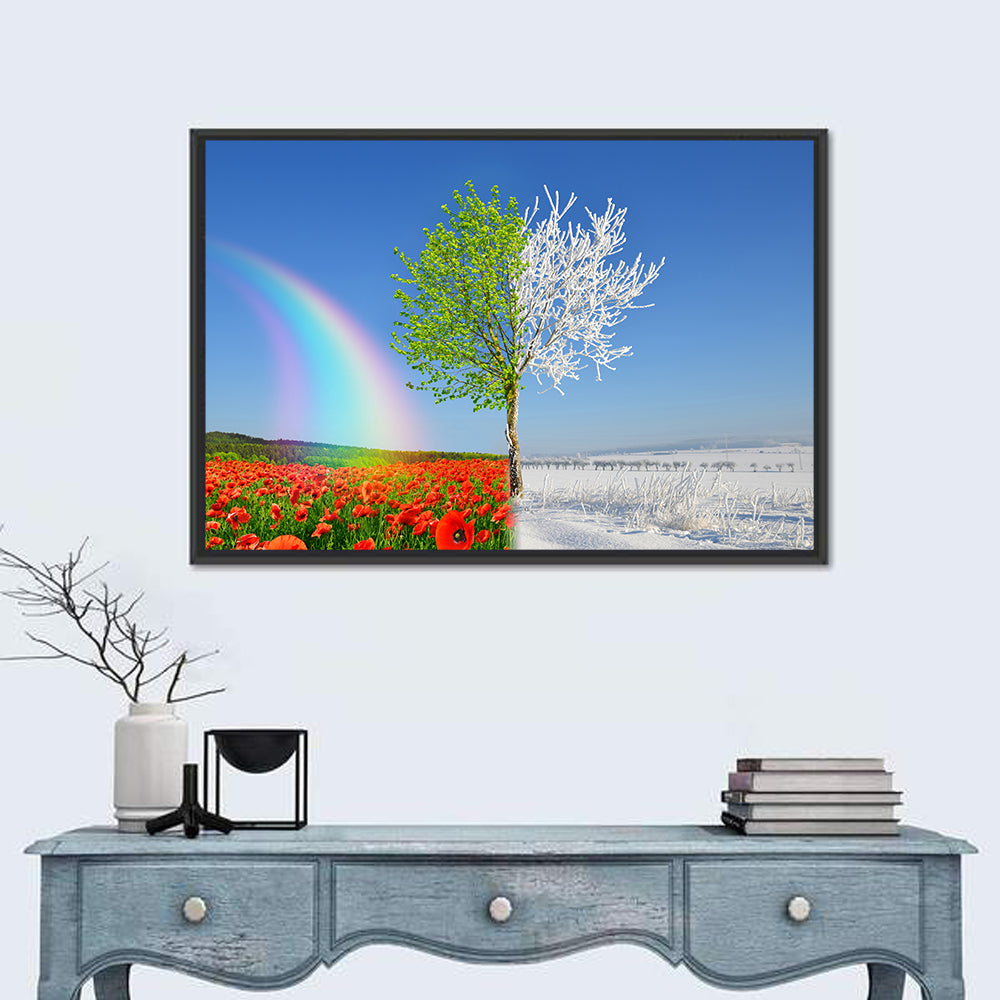 Seasonal Split Landscape Wall Art in a room, landscape
