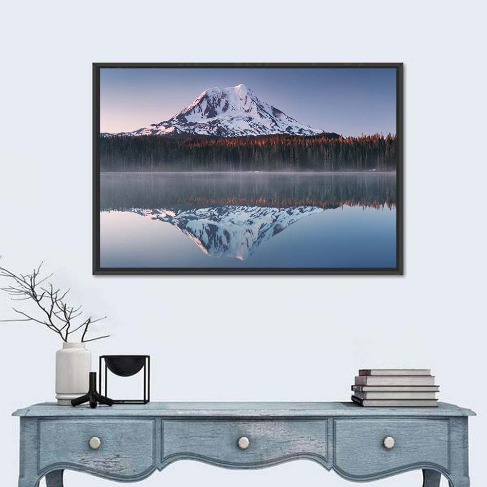 Mount Adams Sunrise Reflection Wall Art in a room, landscape