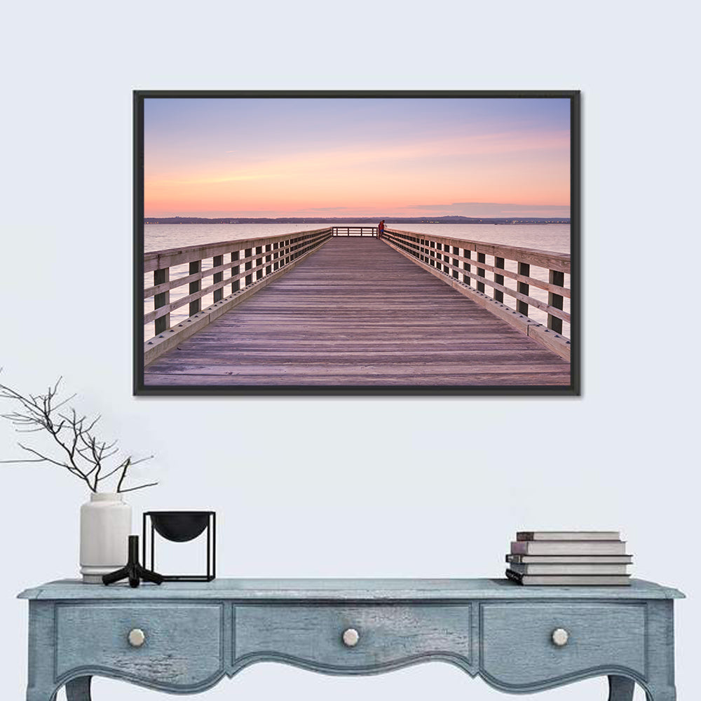 New Haven Wooden Pier Wall Art in a room, landscape