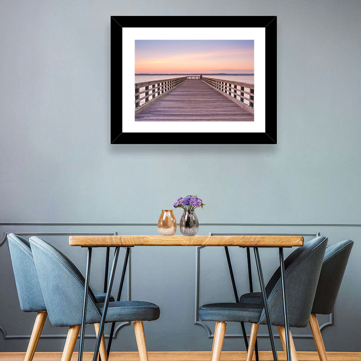 New Haven Wooden Pier Wall Art in a room, landscape