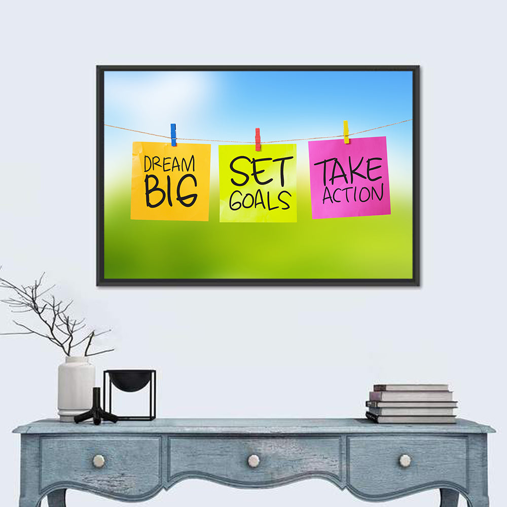 Dream Big Sticky Note Trio Wall Art in a room, landscape