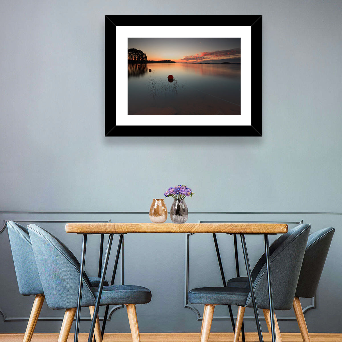 Lake Lanier Buoys at Sunset Wall Art in a room, landscape