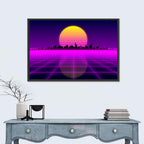 Neon Sunrise Skyline Wall Art