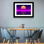 Neon Sunrise Skyline Wall Art