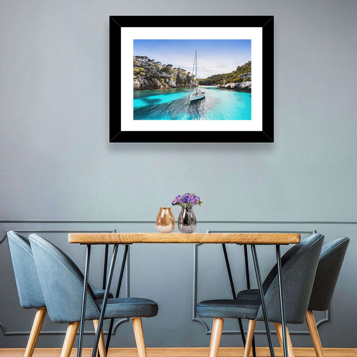 Menorca Cove Sailboat Wall Art