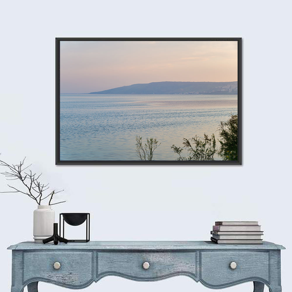 Sea of Galilee at Dusk Wall Art in a room, landscape