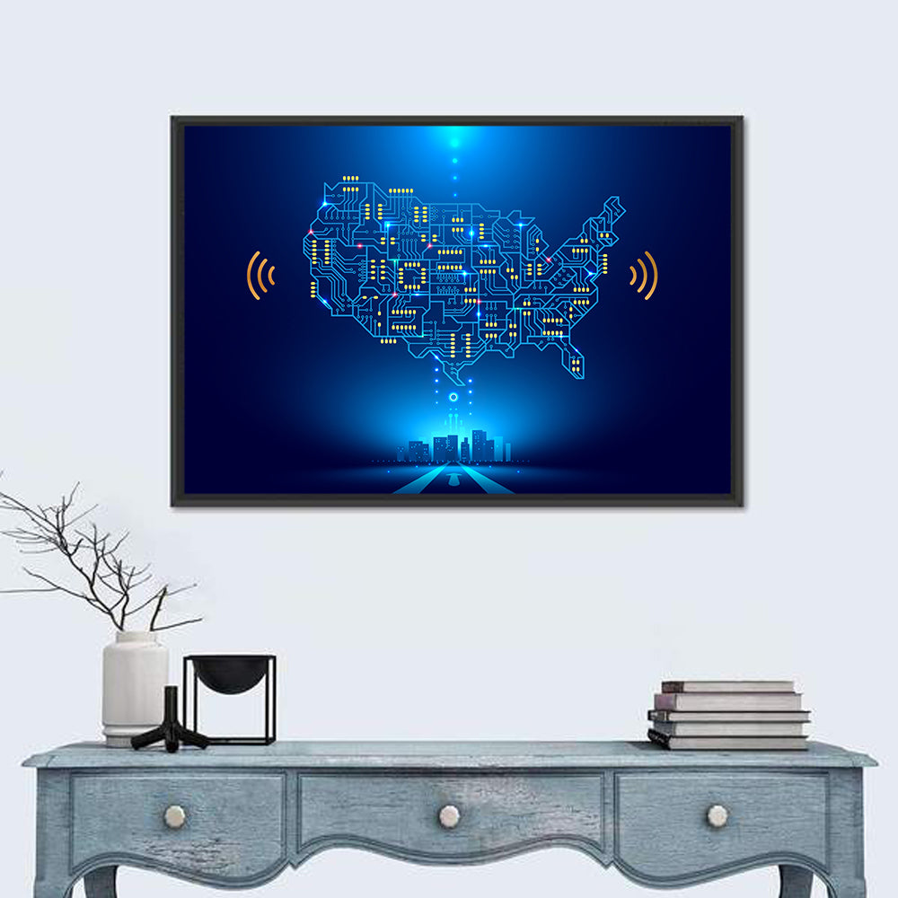 USA Circuit Map Wall Art in a room, landscape