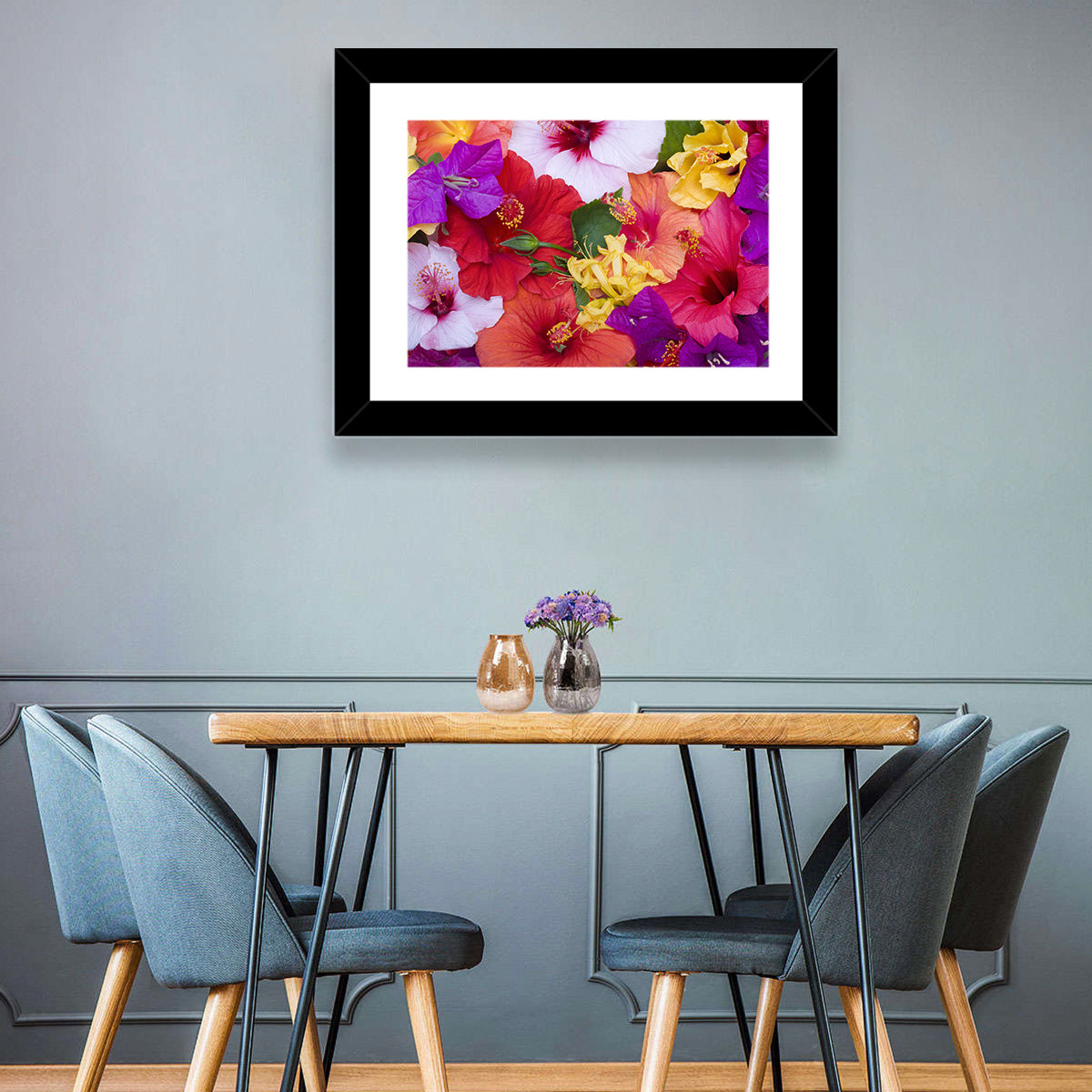 Bougainvillea And Hibiscus Flowers Wall Art