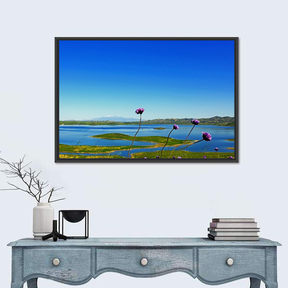 Lake Mathews Wildflower View Wall Art in a room, landscape