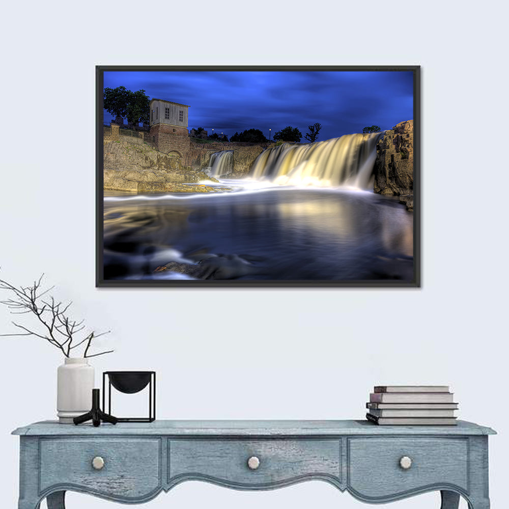 Queen Bee Mill Waterfall Wall Art in a room, landscape