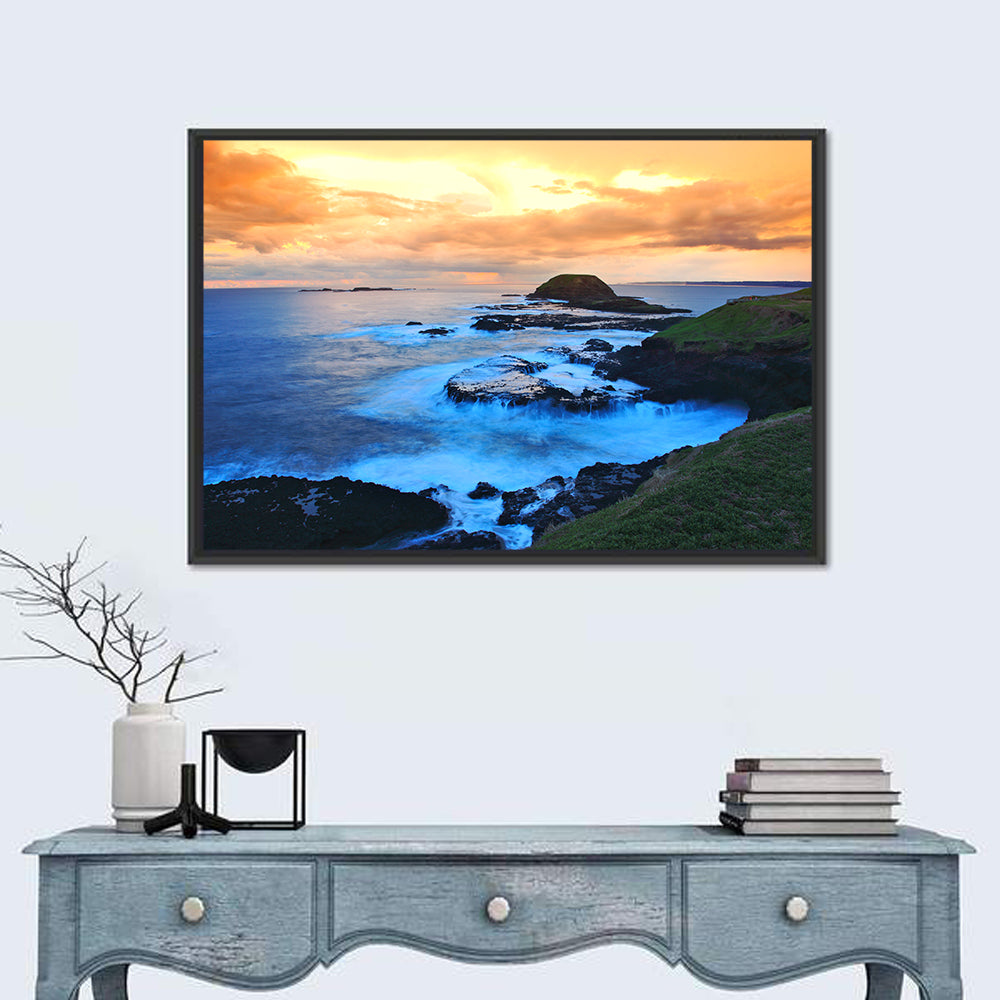 Phillip Island Cliffs at Sunset Wall Art in a room, landscape