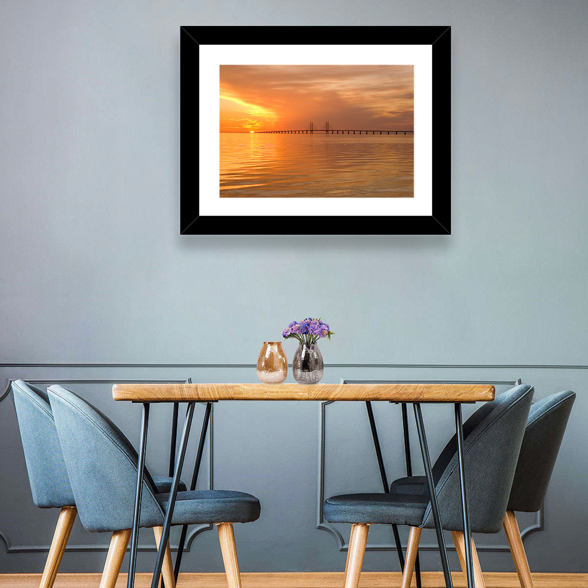 Øresund Bridge in Golden Light Wall Art