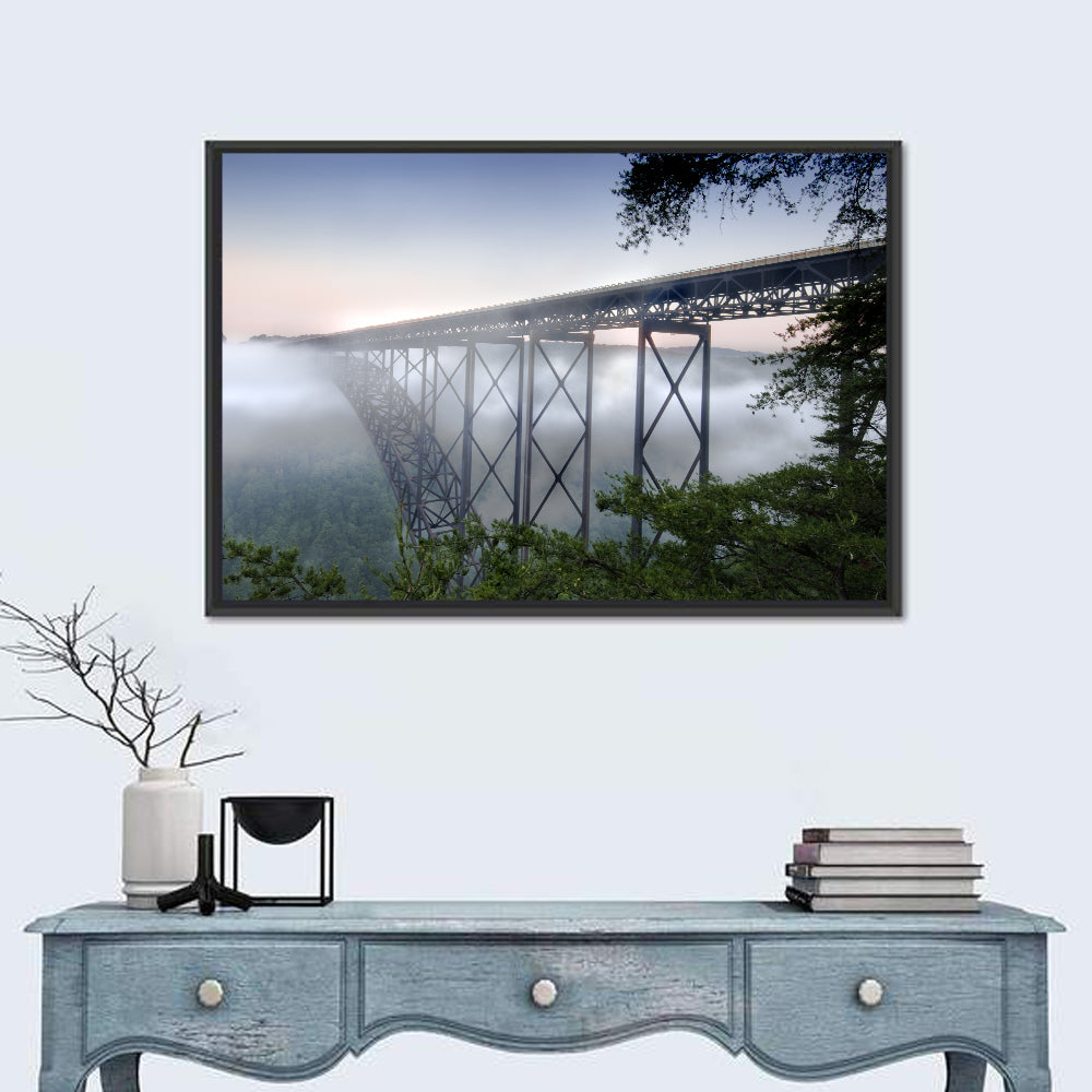 New River Gorge Bridge at Dawn Wall Art in a room, landscape