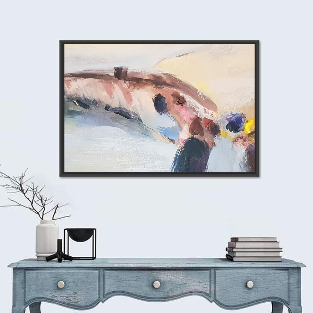 Abstract Mountain Waterfall Wall Art in a room, landscape