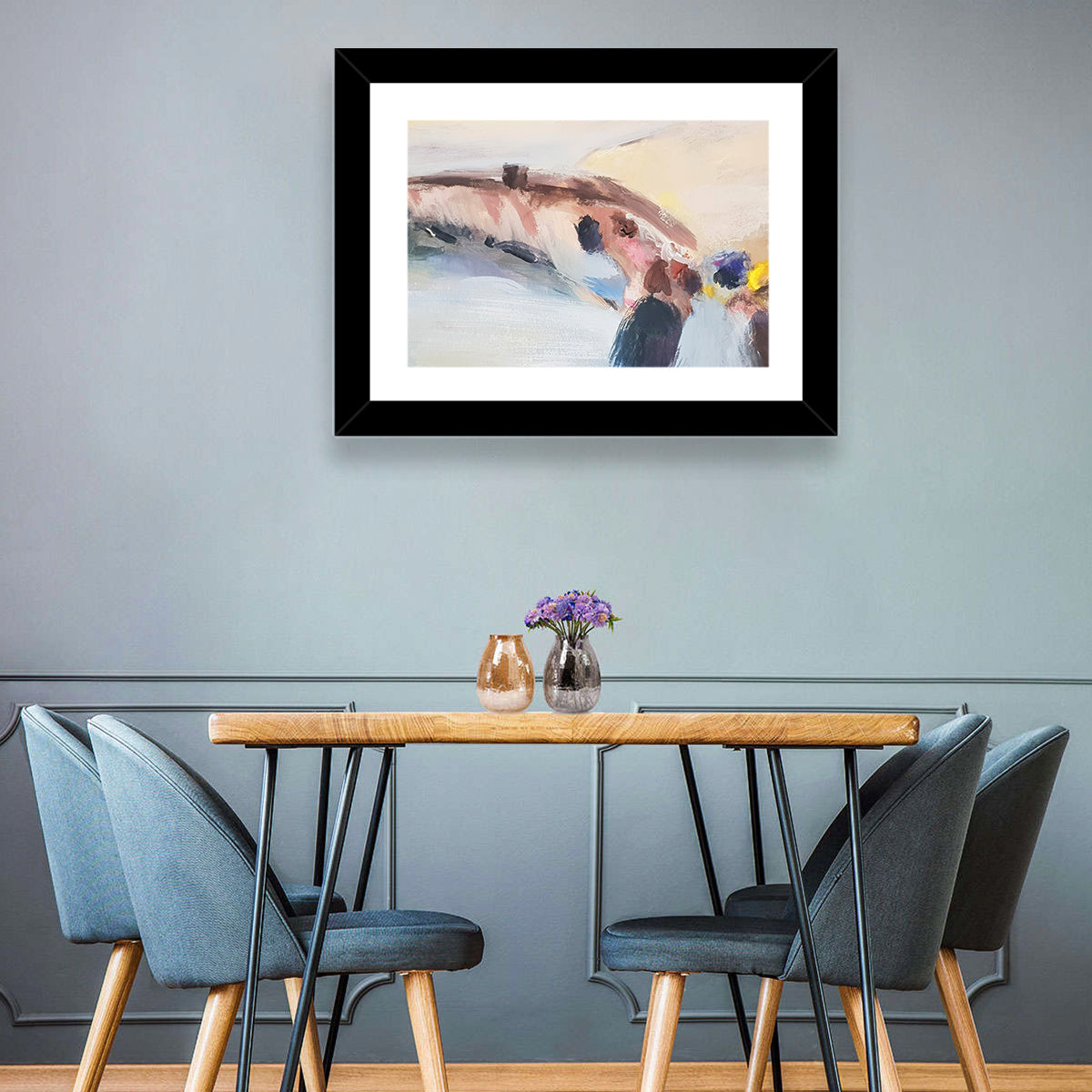 Abstract Mountain Waterfall Wall Art in a room, landscape
