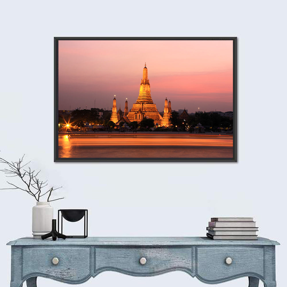 Wat Arun at Dusk Wall Art in a room, landscape