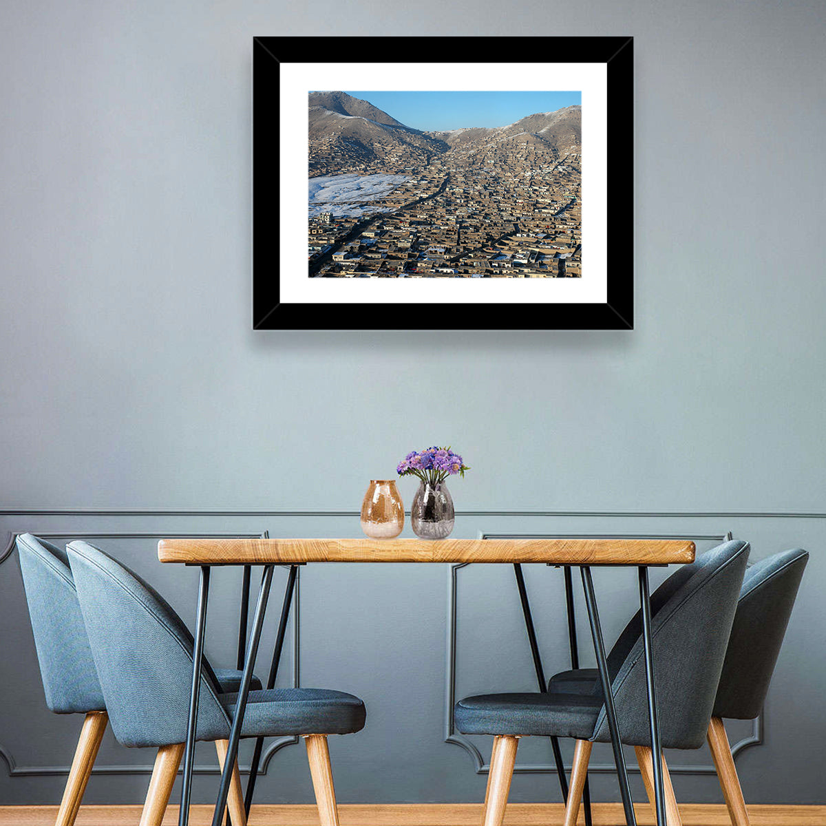 Kabul Winter Cityscape Wall Art in a room, landscape