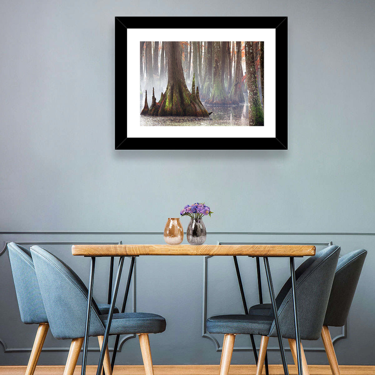 Chicot State Park Morning Fog Wall Art in a room, landscape