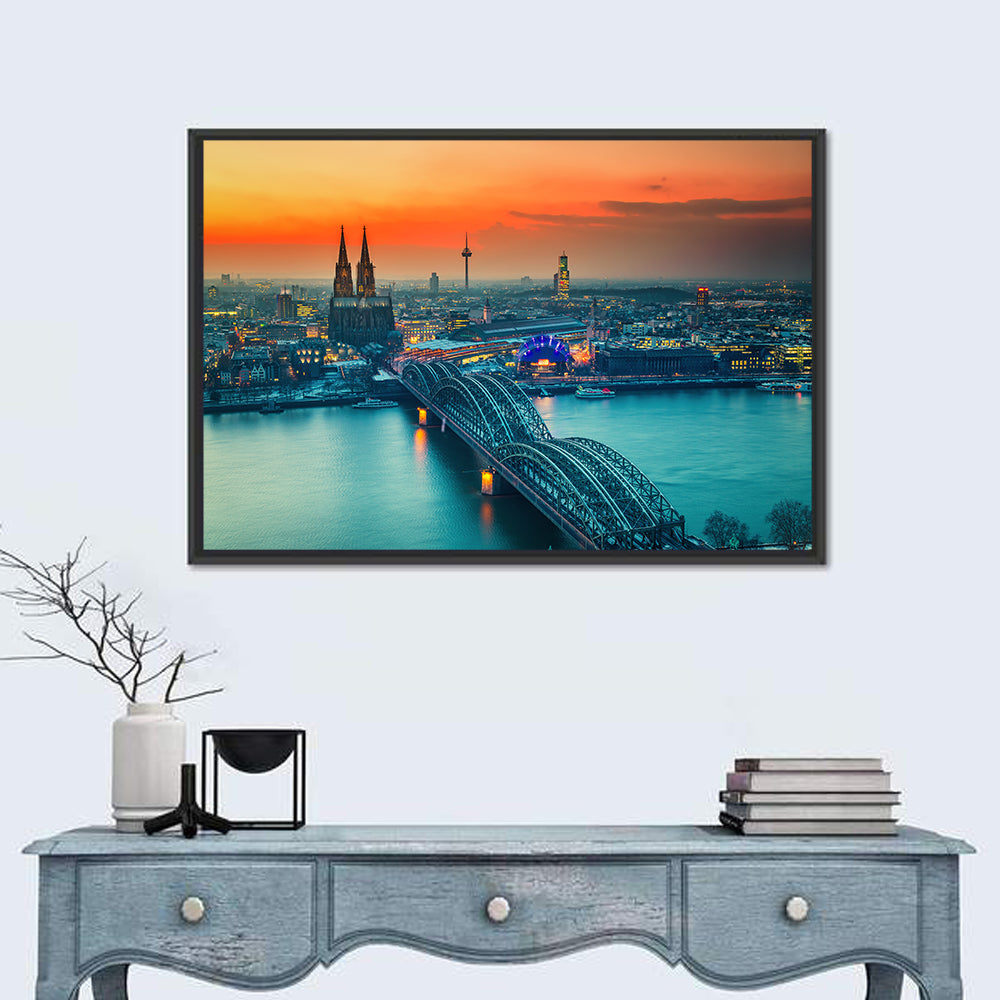 Hohenzollern Bridge at Dusk Wall Art in a room, landscape